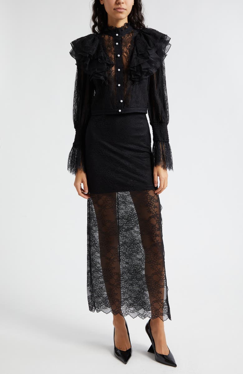 Alice + Olivia Iyanna Lace Maxi Skirt, Alternate, color, 