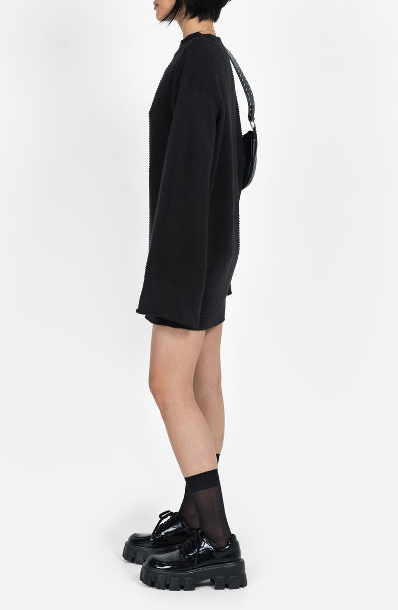 Princess Polly Cheyenne Ottoman Stitch Long Sleeve Sweater Minidress, Alternate, color, Black