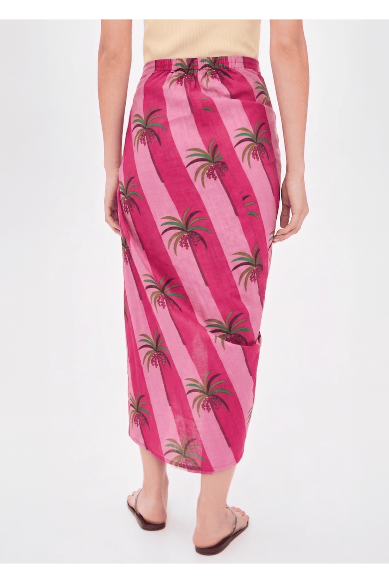 Luciana Palm Pareo Skirt, Alternate, color, Pink