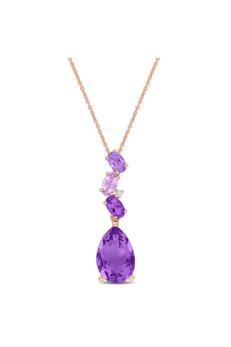 Amethyst Diamond Cluster Pendant Necklace 10k, Main, color, Amethyst