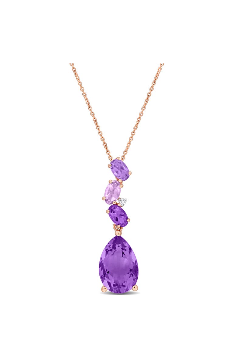 Julianna B. Amethyst Diamond Cluster Pendant Necklace 10k, Main, color, Amethyst