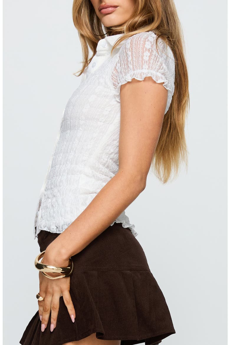 Melaniya Lace Button Up Top, Alternate, color, WHITE