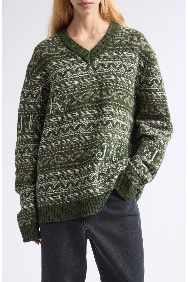 Kair Fair Isle Wool Sweater, Main, color, GREEN