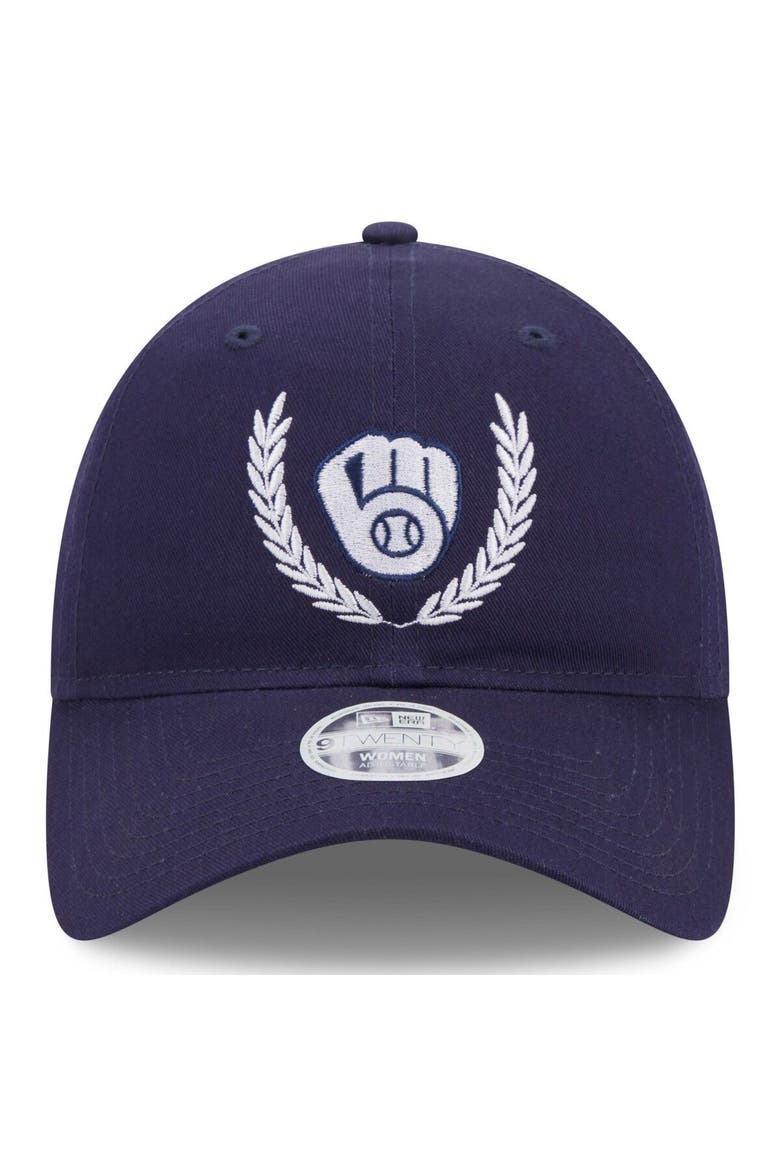 Women's New Era Navy Milwaukee Brewers Leaves 9TWENTY Adjustable Hat, Alternate, color, Navy