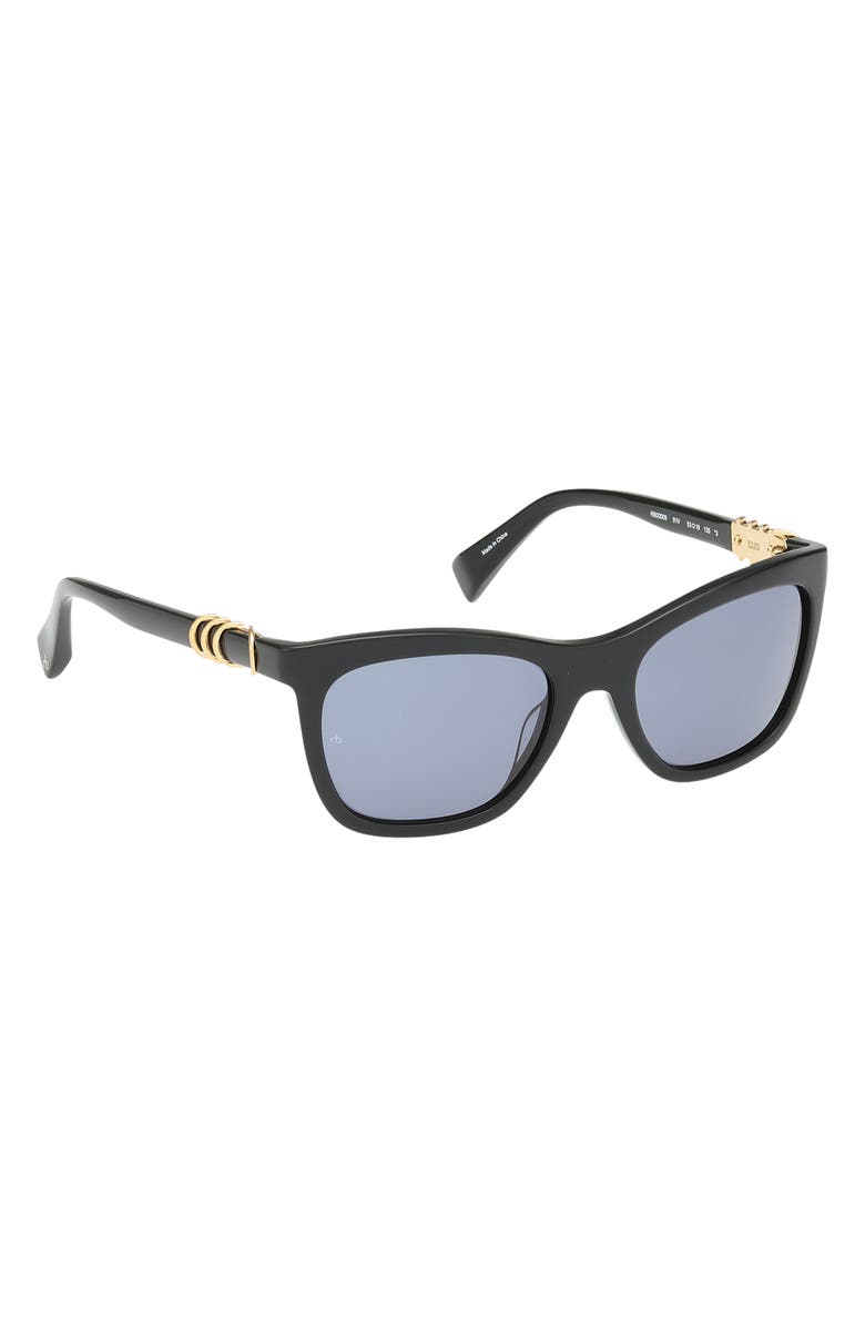 rag & bone 53mm Square Sunglasses, Alternate, color, Shiny Black/ Gold/ Navy Lenses