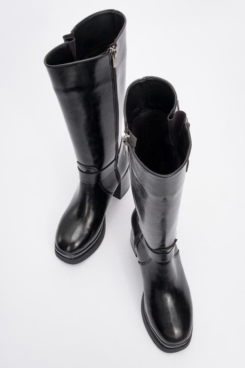 Prologue Shoes Rock Buckle Zip Block Heel Boot In Animal Print