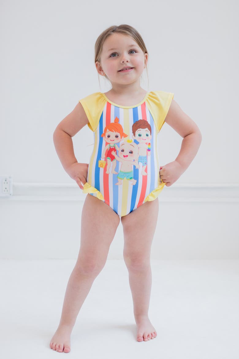 One Piece Bathing Suit, Alternate, color, Yellow Multi Stripe