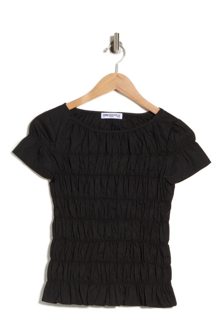 Spoiler Alert Shirred Top, Main, color, BLACK