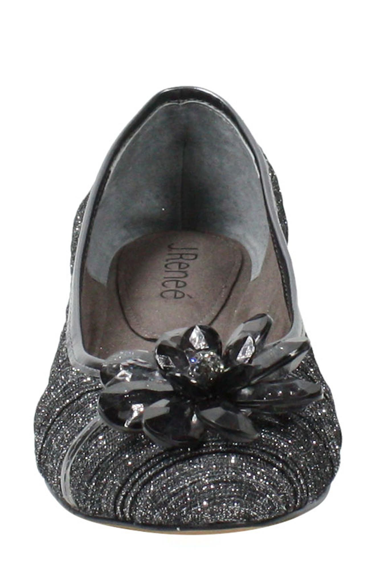 J. Reneé Panyin Crystal Flower Metallic Skimmer Flat, Alternate, color, 