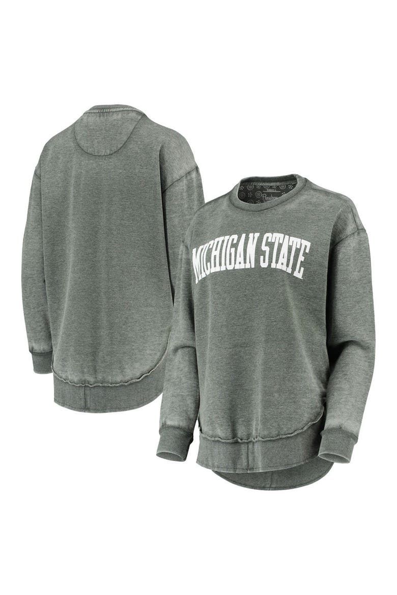 Women's Pressbox Green Michigan State Spartans Vintage Wash Pullover Sweatshirt, Main, color, Green