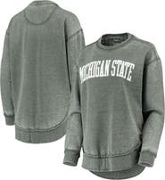 PRESSBOX Women's Pressbox Green Michigan State Spartans Vintage Wash Pullover Sweatshirt