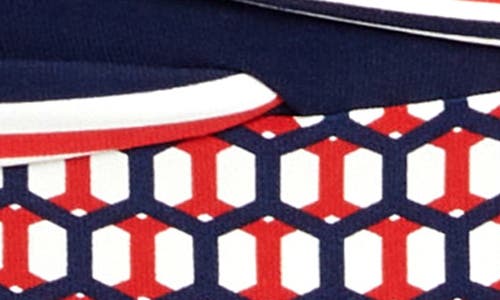 Robin Piccone Simone Twist Hipster Bikini Bottoms In Navy/red