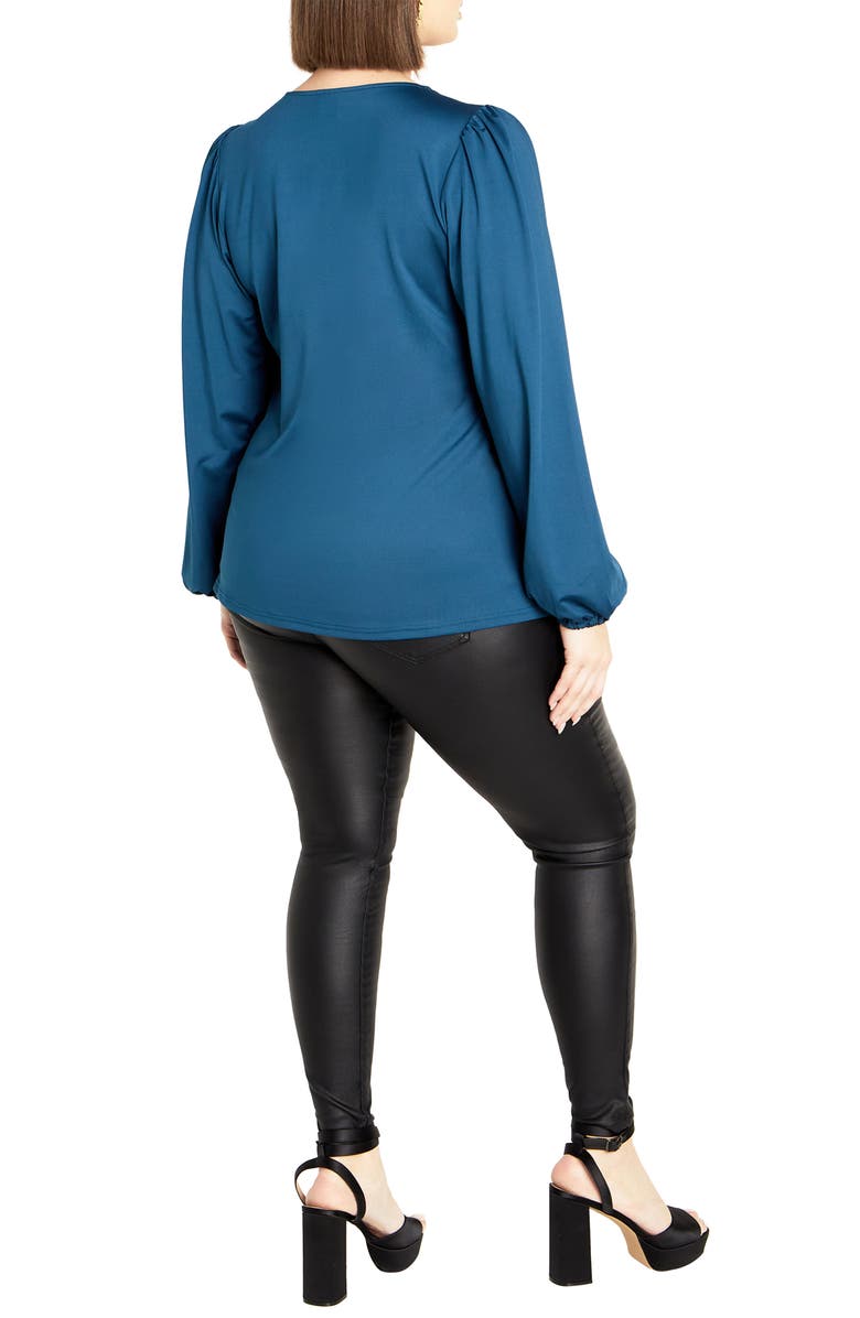 City Chic Romee Chain Detail Long Sleeve Top, Alternate, color, Midnight