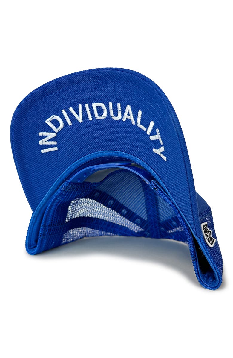 Cult of Individuality Crystal Shimuchan Logo Trucker Hat, Alternate, color, Blue
