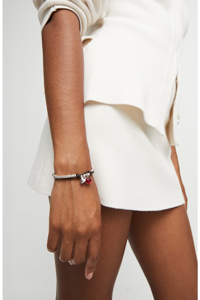 Red Murano Bead Strap, Alternate, color, Silver