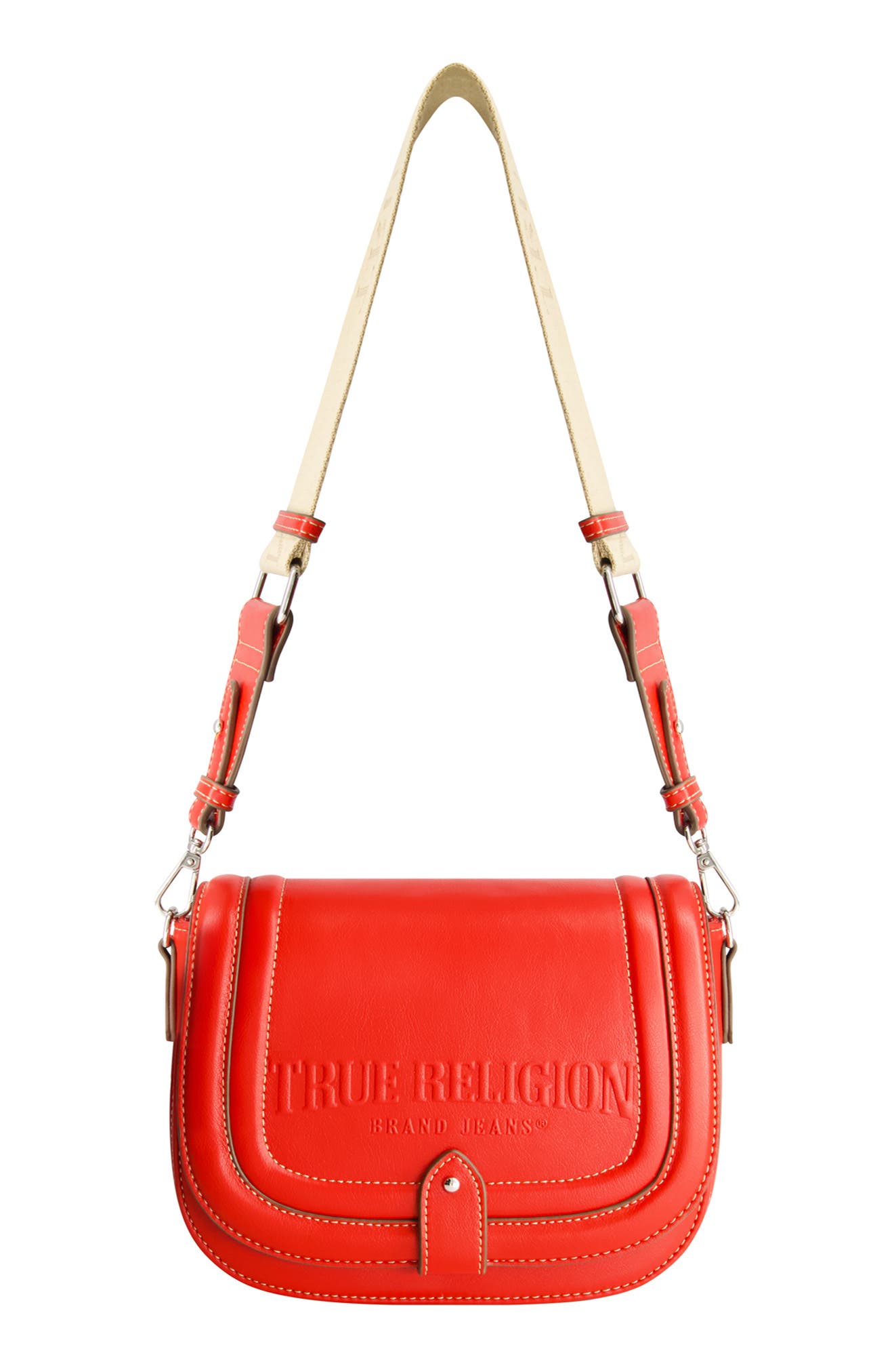 True Religion Bombe Saddle Crossbody Bag, Main, color, Red