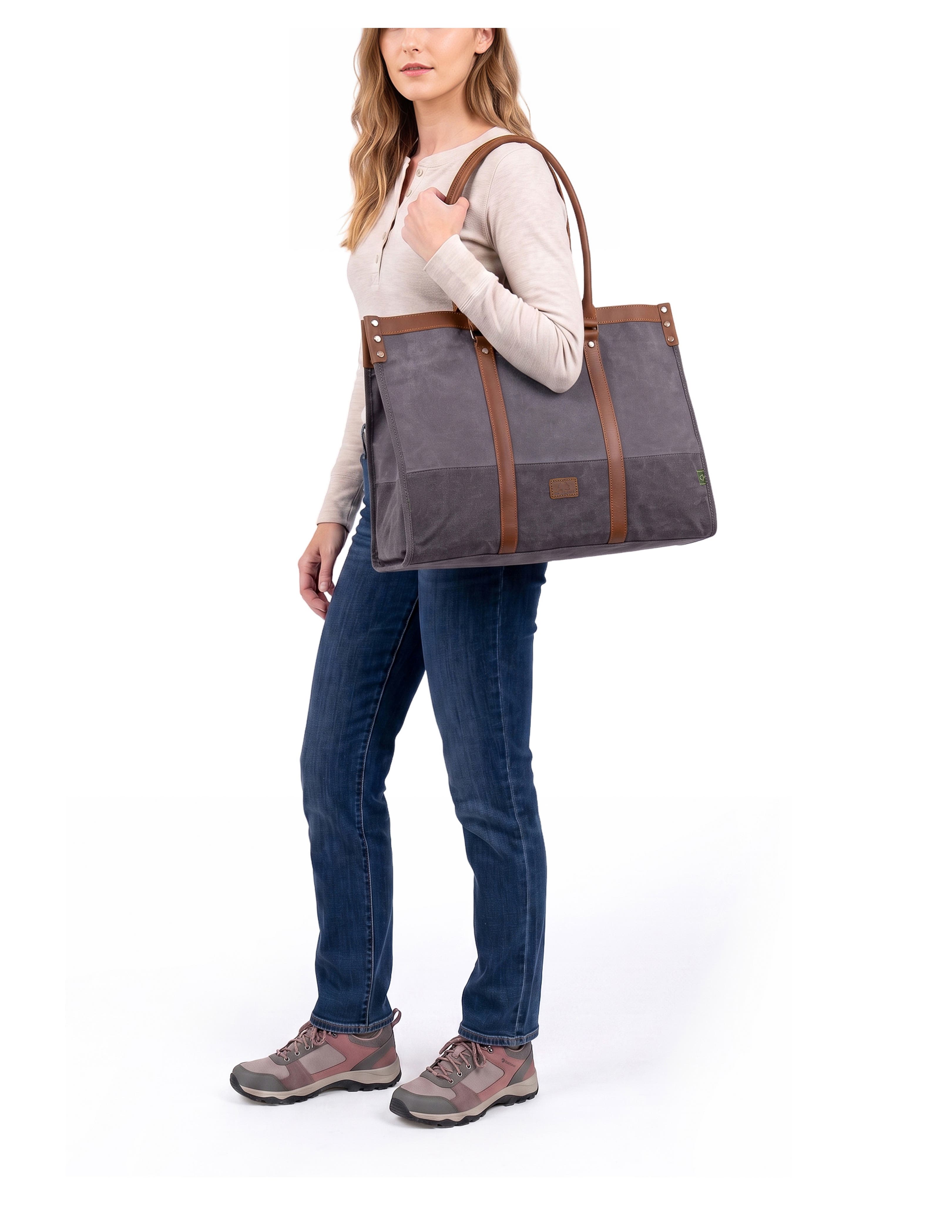 TSD Brand Stone Creek Two Tone Waxed Canvas Tote | Nordstrom