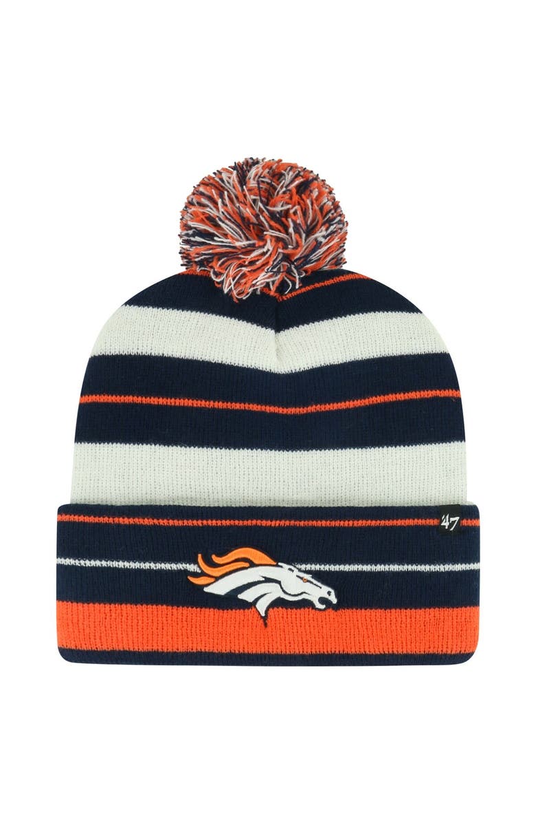 '47 Men's '47 Navy Denver Broncos Powerline Cuffed Knit Hat with Pom, Main, color, Navy