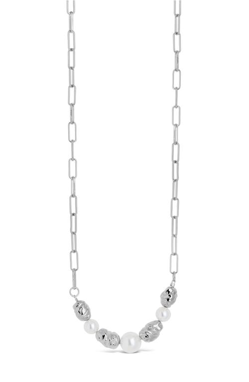 Sterling Forever Sylvie Cultured Pearl Paper Clip Chain Necklace