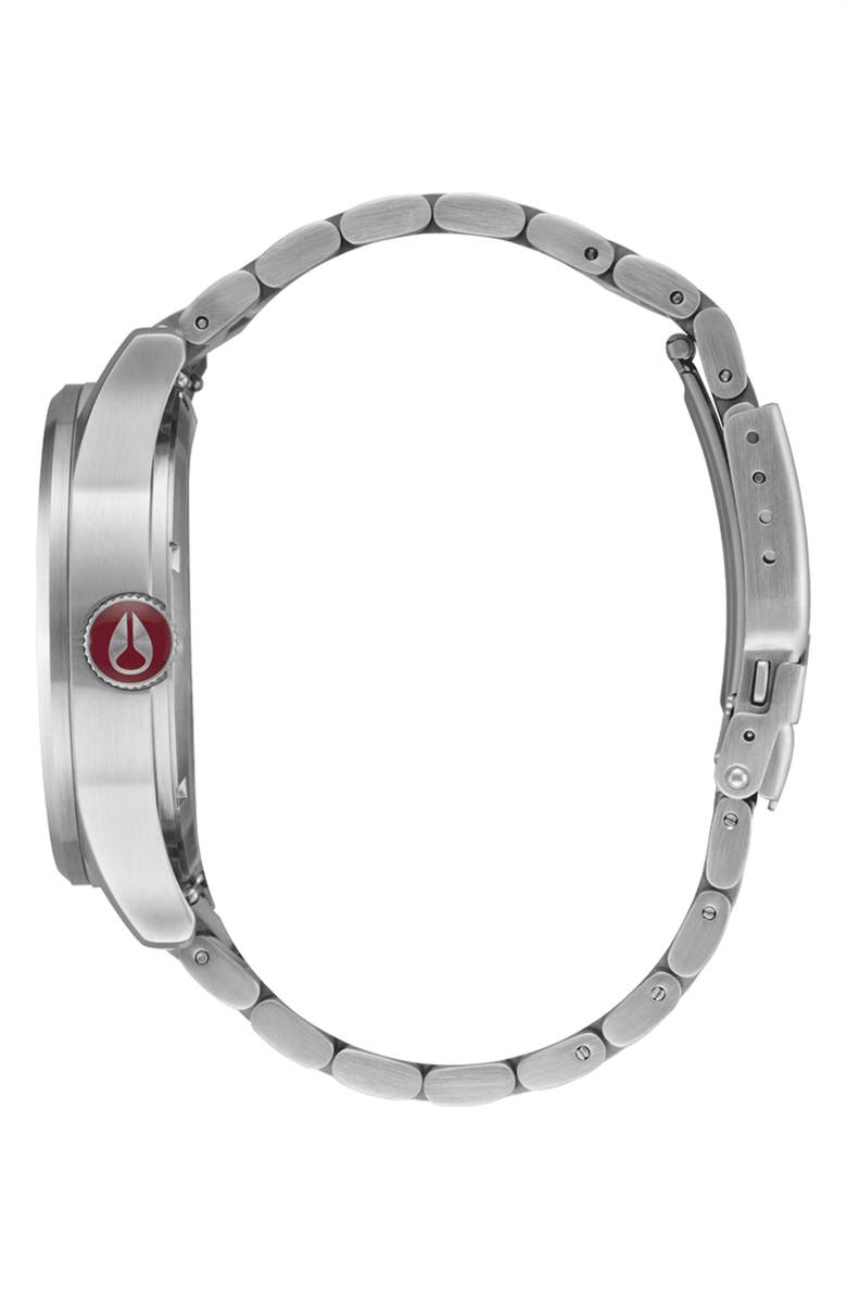 Nixon Sentry Bracelet Watch, 42mm, Alternate, color, Silver / Cranberry