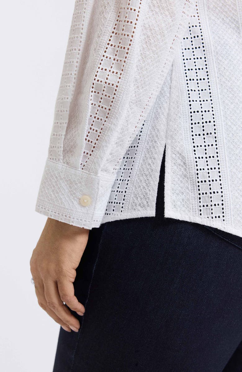 Foxcroft Zoey Mixed Stitch Cotton Button-Up Shirt, Alternate, color, White