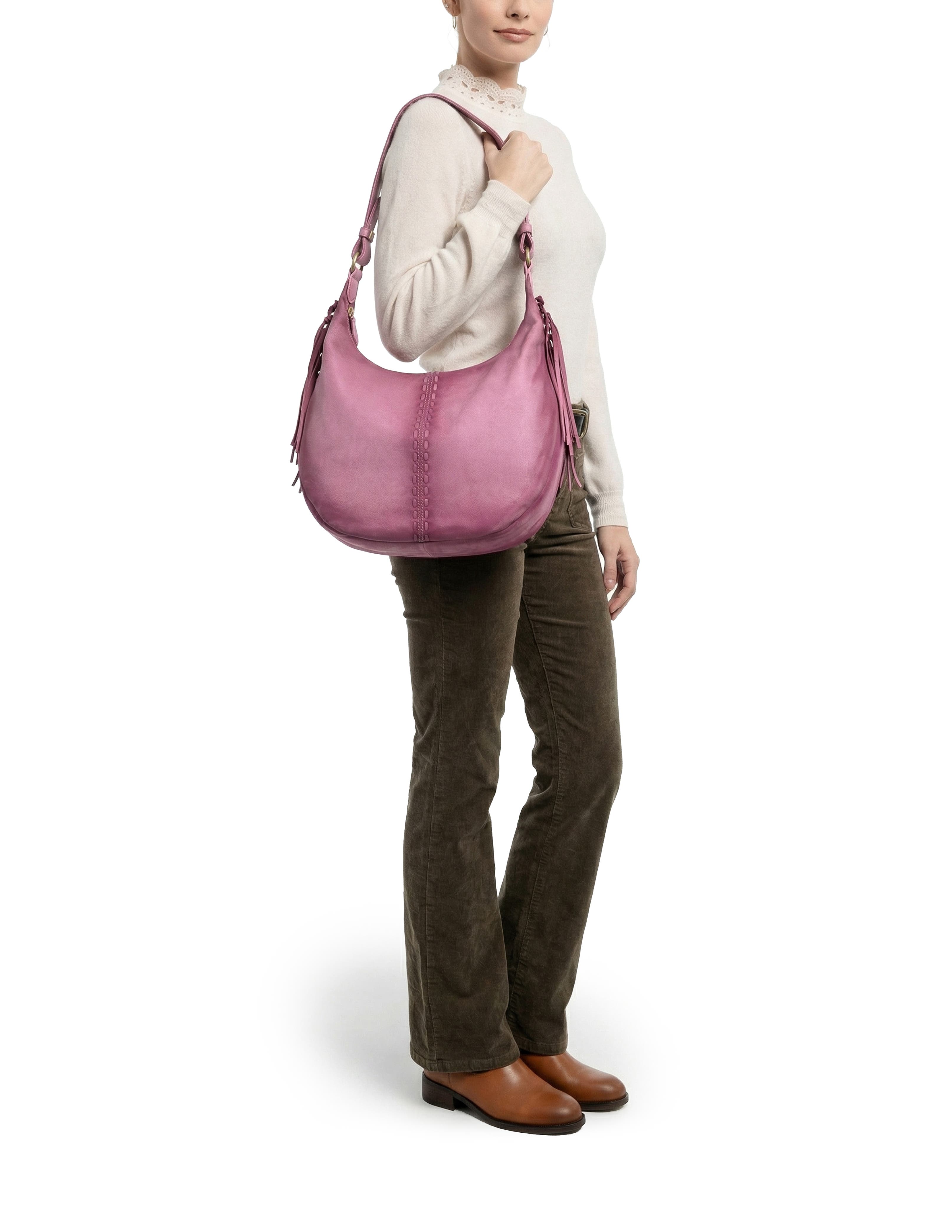 Hydrangea Large Vintage Ombre Shoulder Bag, Alternate, color, Powder Pink