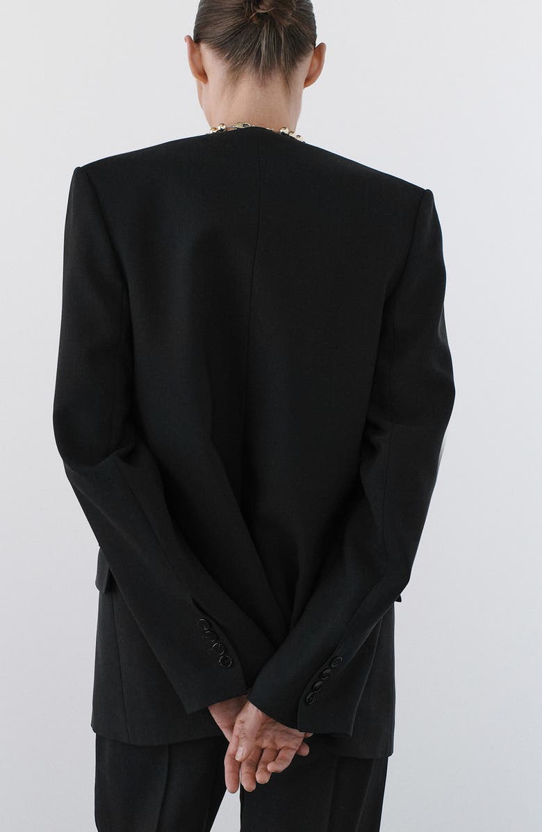 MANGO Selection Collarless Blazer, Alternate, color, Black