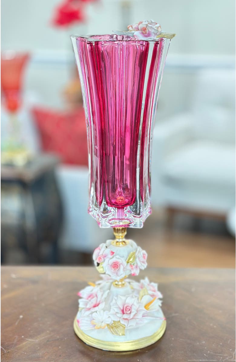 Mark Roberts Stately Rose Pedestal Vase, Alternate, color, Fuchsia
