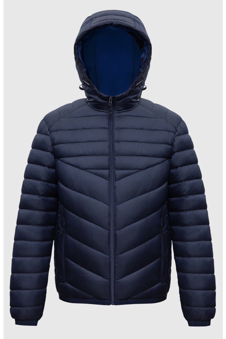 Lightweight Quilted Hooded Puffer Jacket, Alternate, color, Navy