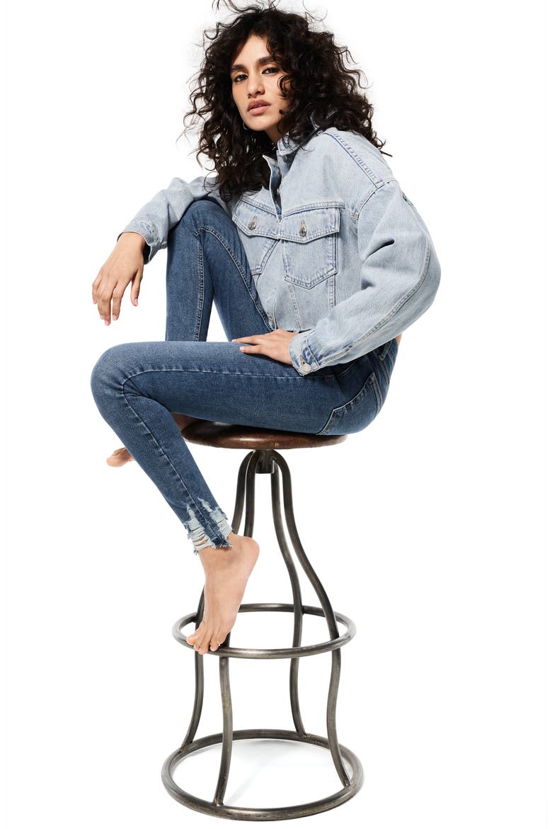 Crop Denim Jacket, Alternate, color, LIGHT BLUE