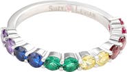 SUZY LEVIAN Sterling Silver Rainbow Cubic Zirconia Half Band Ring