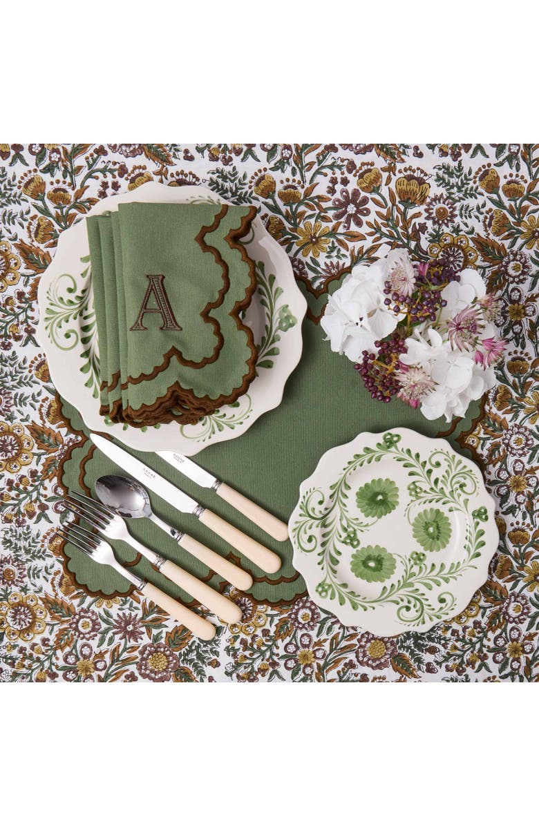 Mrs. Alice Charlotte Green & Brown Napkins, Alternate, color, Green