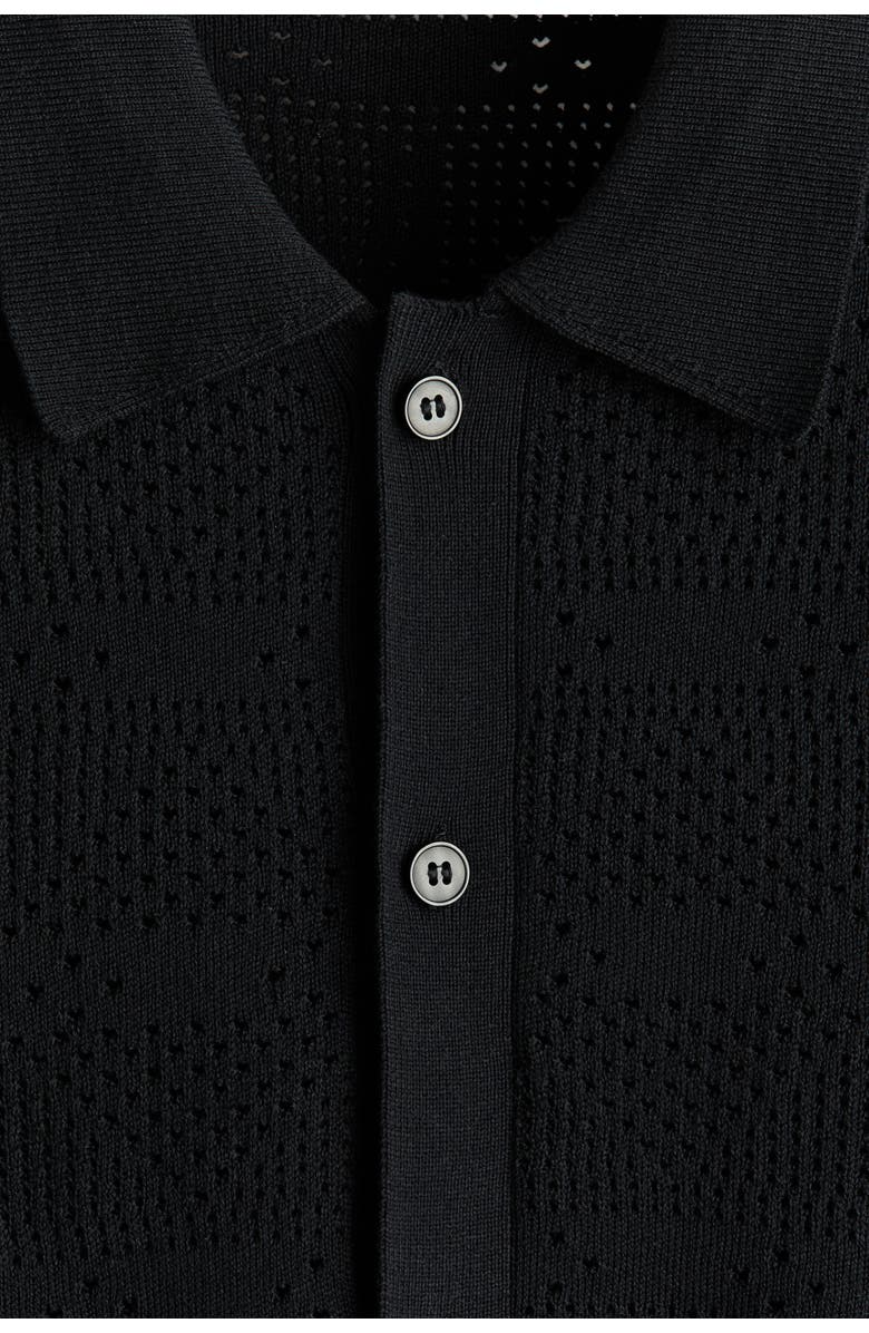 H&M Regular Fit Knitted Shirt, Alternate, color, Black