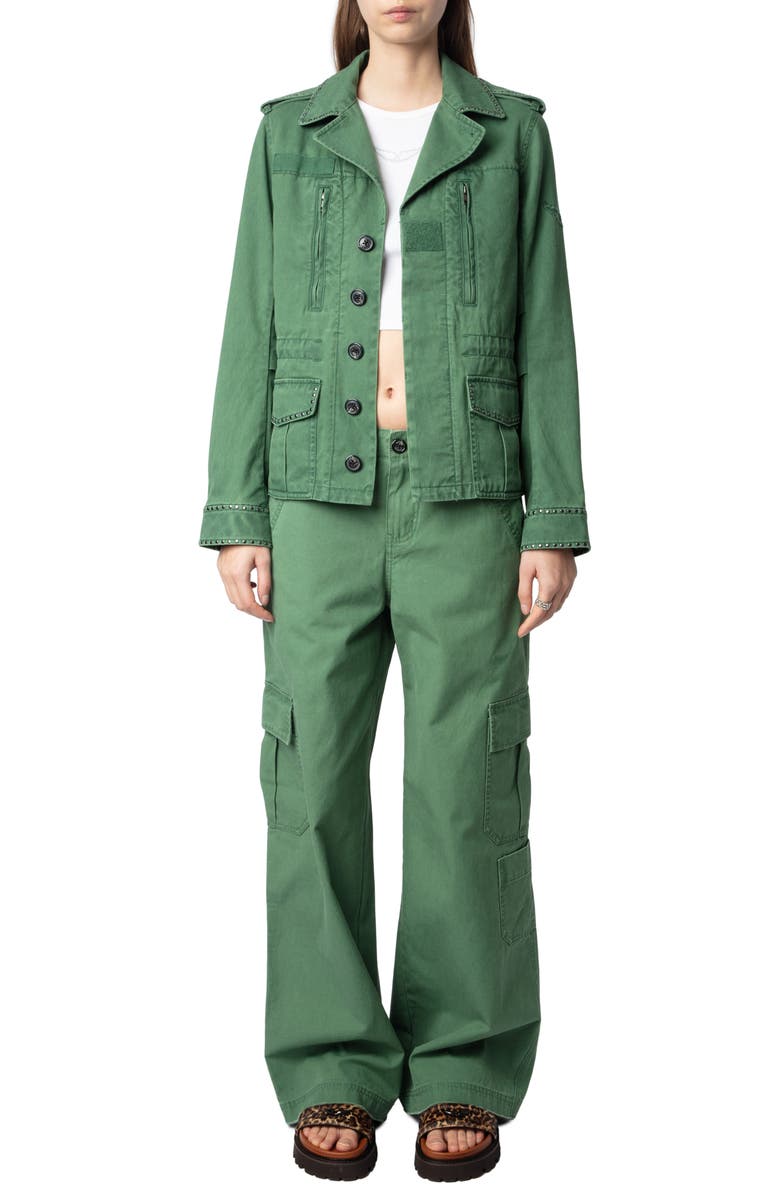 Zadig & Voltaire Klimi Studded Utility Jacket, Alternate, color,