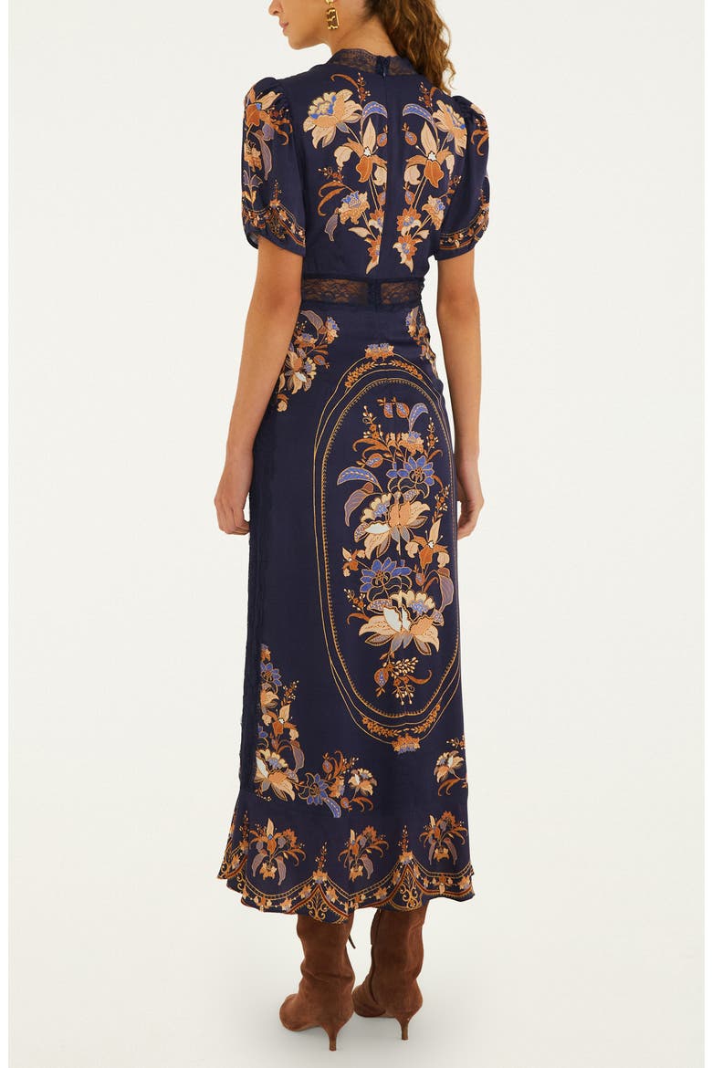 Lara Print Lace Trim Maxi Dress, Alternate, color, BLUE