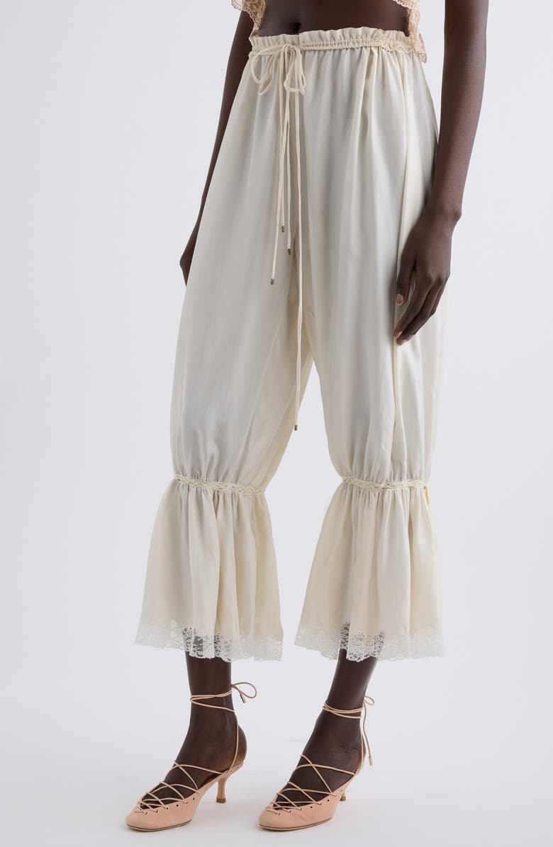 Chloé Lace Trim Silk Crop Pants, Alternate, color,