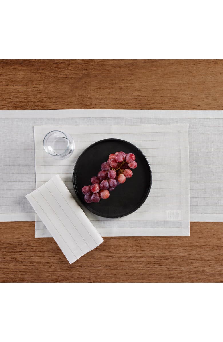 Solino Home Linen Dinner Napkins - Pinstripe, 20" x 20" Inch, Alternate, color, White And Natural