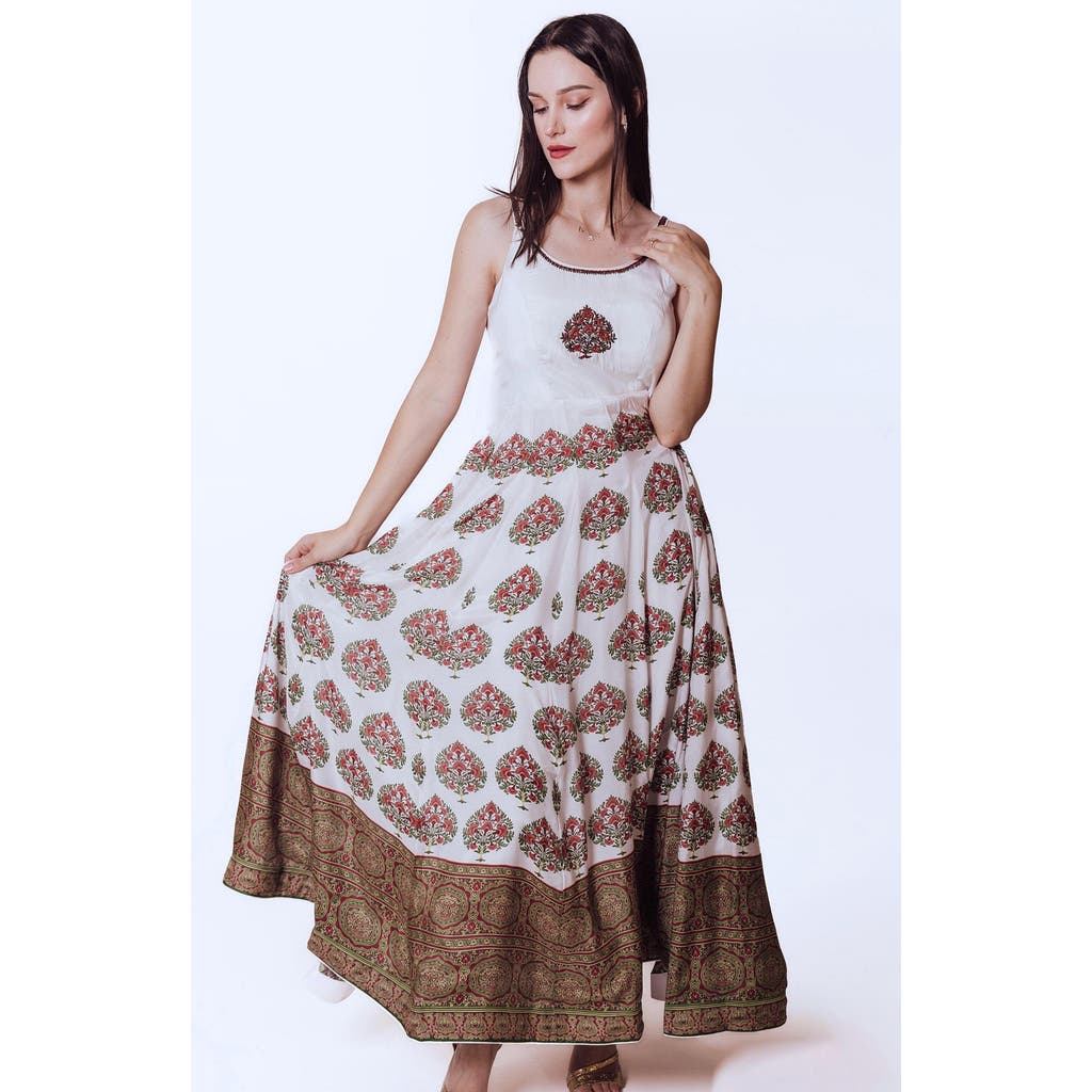 Raas Linnea Ajrakh Print Gown In Off-white