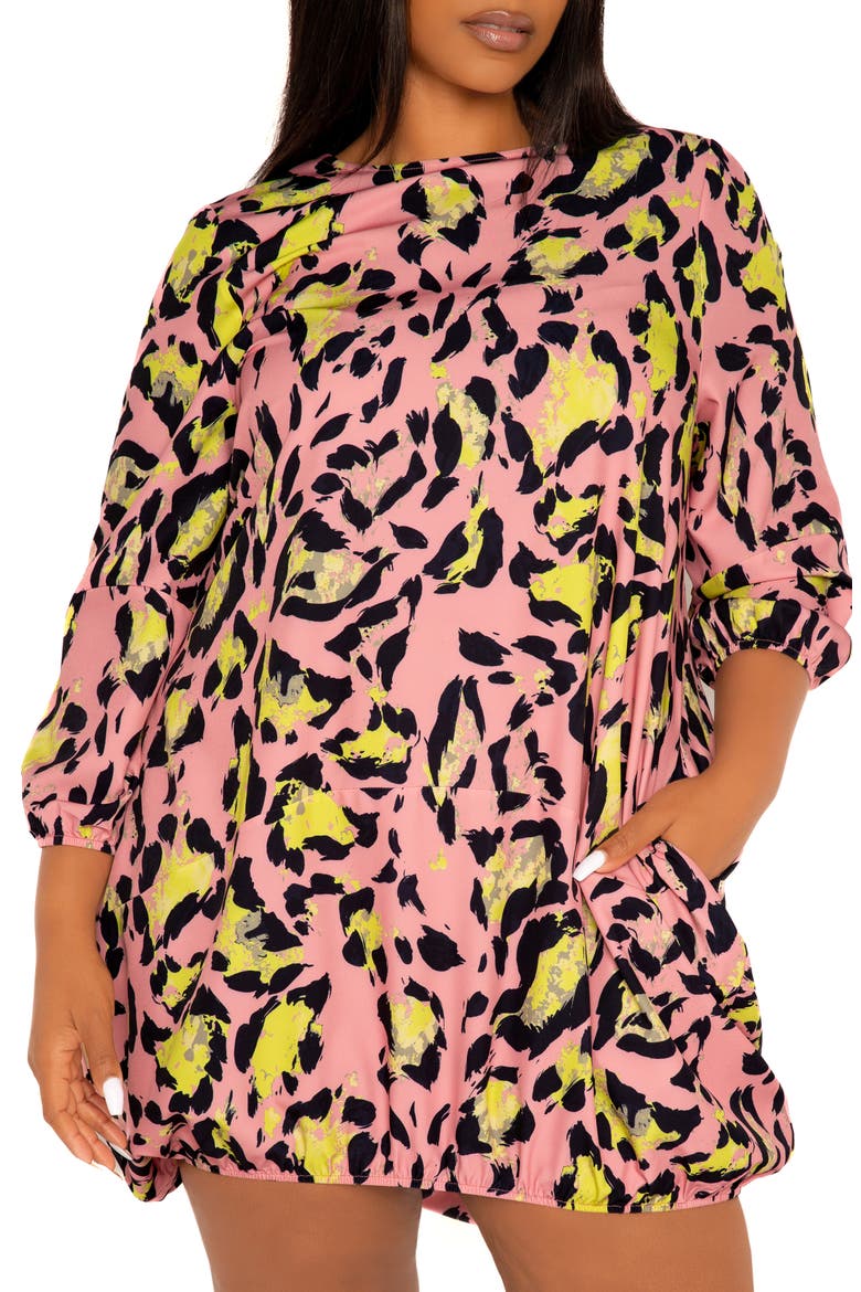 Rainbow Leopard Print Bubble Hem Dress, Alternate, color, PINK MULTI