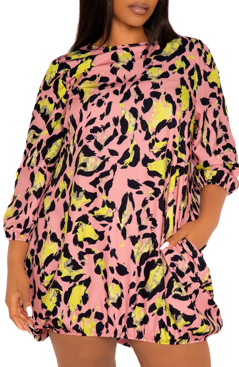 BUXOM COUTURE Rainbow Leopard Print Bubble Hem Dress, Alternate, color, Pink Multi