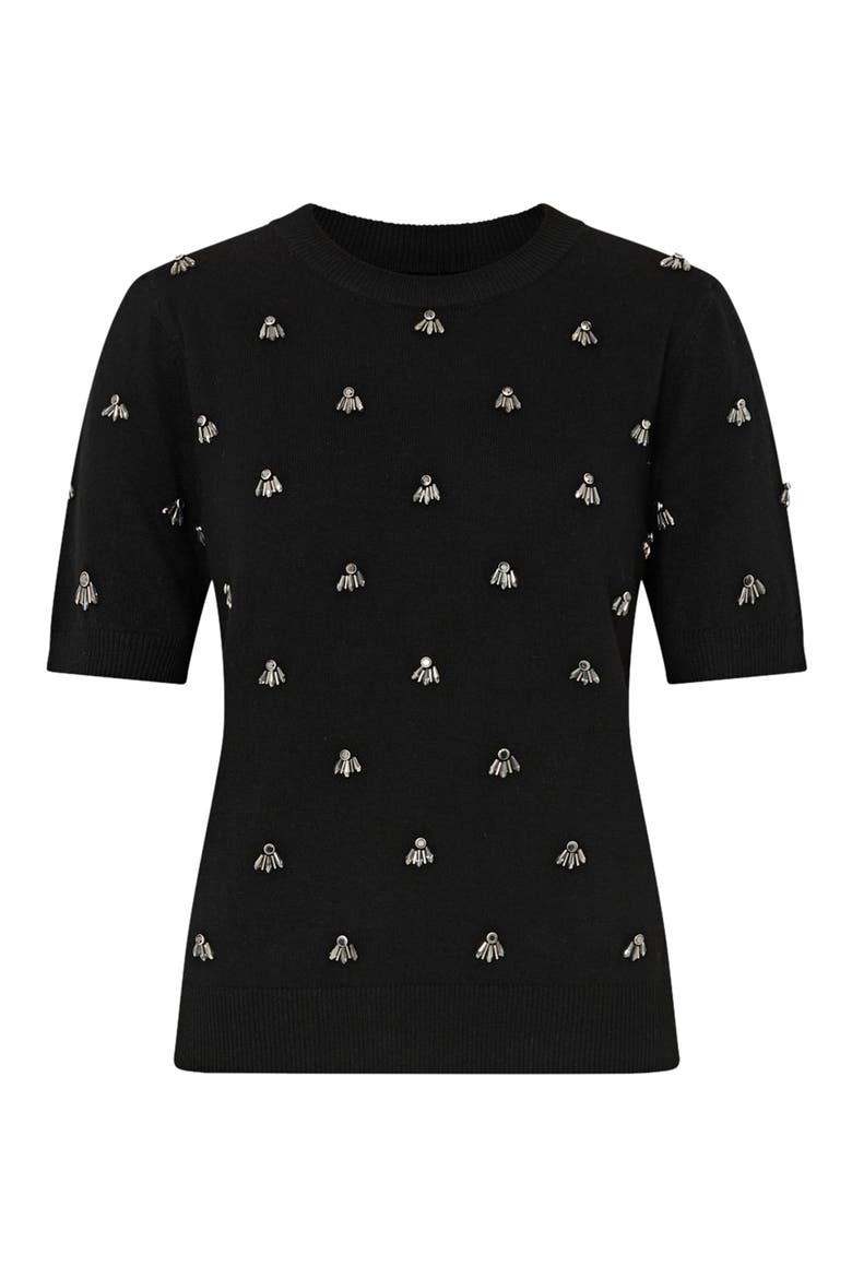 Rosalyn Rhinestone Detail Sweater, Main, color, BLACK