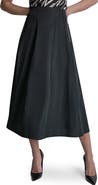 DKNY Taffeta Seamed Zip Pocket Midi Skirt