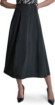 DKNY Taffeta Seamed Zip Pocket Midi Skirt