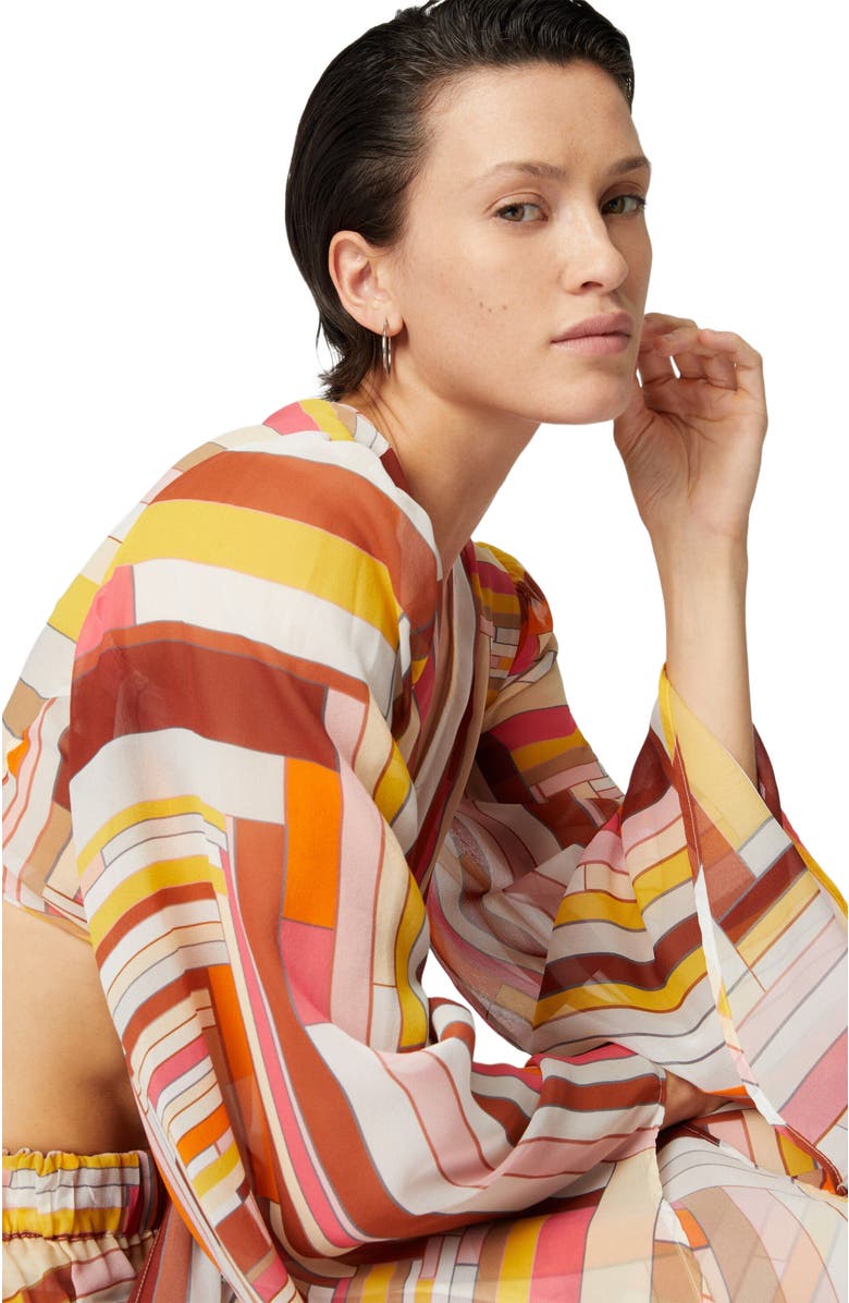 Missoni Printed Silk Crop Top With Wide Sleeves And Front Knot, Alternate, color, Multicoloured