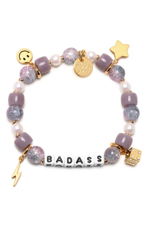 Little Words Project Badass Beaded Stretch Bracelet in White/Violet  product