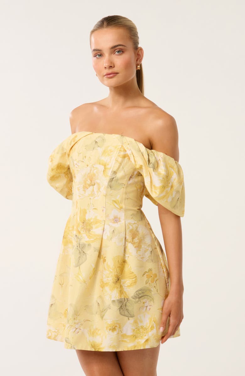 Ever New Jacquie Off the Shoulder Minidress, Alternate, color, Gold Layla Botanica