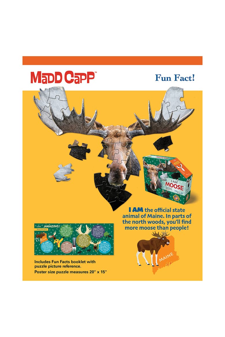 I Am Moose 24 Piece Animal Shaped Puzzle, Alternate, color, Multicolored