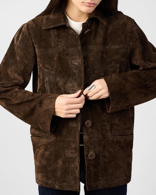 Weworewhat X Premium Suede Button Front Jacket In Brown