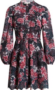 Chelsea28 Floral Eyelet Embroidered Button Front Dress