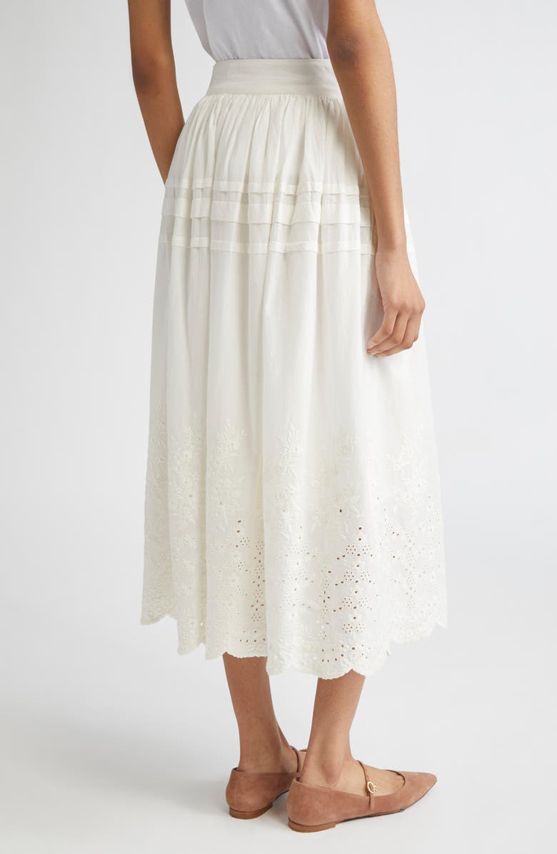 MILLE Leonie Embroidered Eyelet Cotton Skirt, Alternate, color, White Eyelet